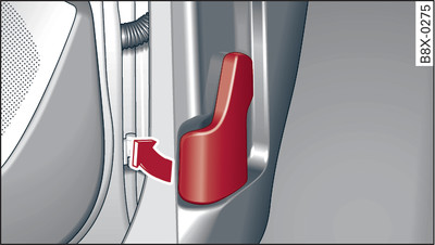 Footwell on driver's side: Release lever